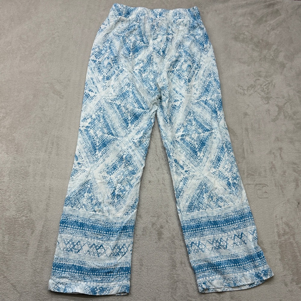 Hester & Orchard Wide Leg Pants Women Small Blue White Geometric Boho Chic Beach - Picture 5 of 11